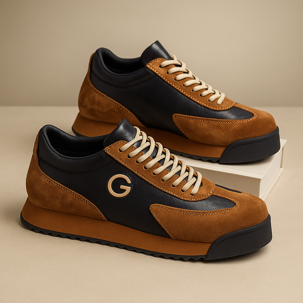 Retro Colour Block Sneakers – Men's Suede Panel Detail