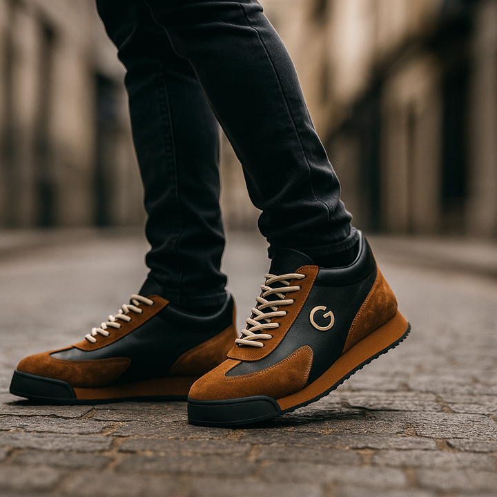 Retro Colour Block Sneakers – Men's Suede Panel Detail