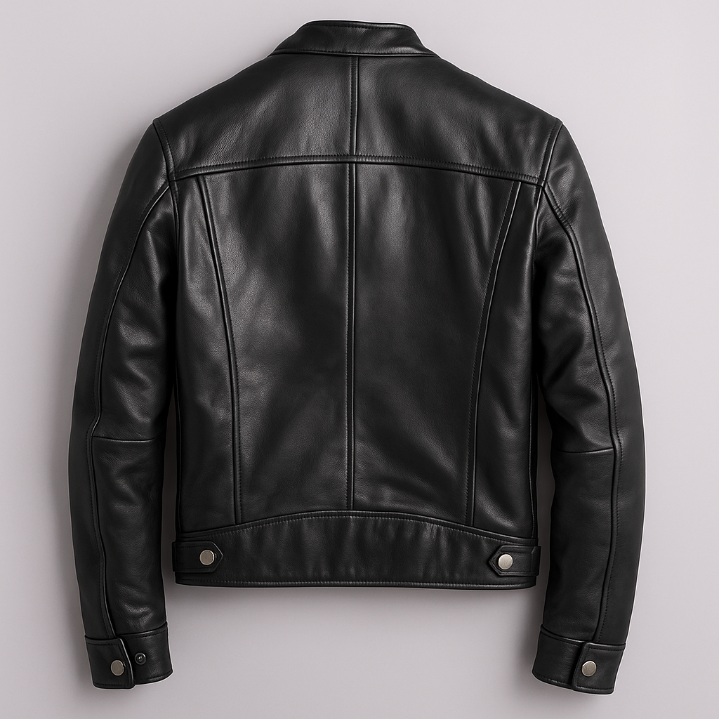 Men's Vegan Leather Vintage Jacket – Four Pockets Metal Zipper Lined