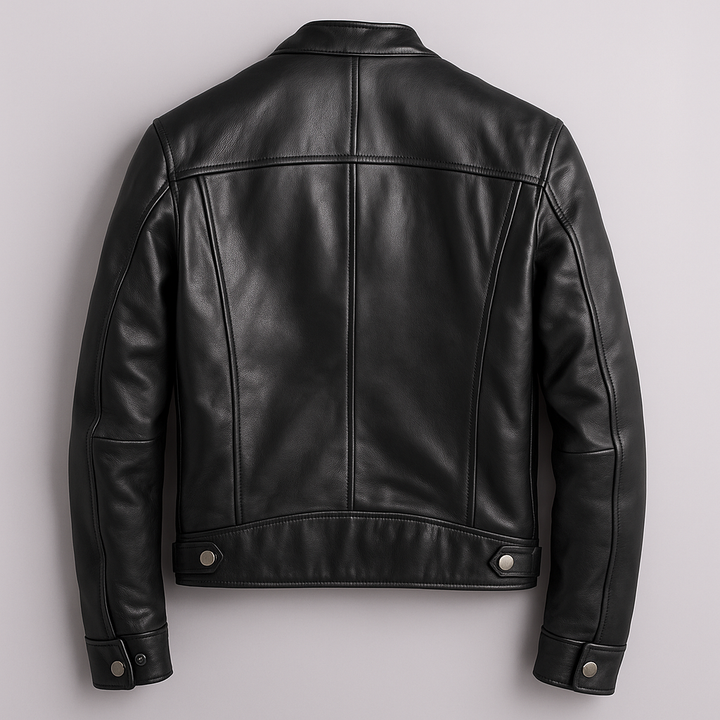 Men's Vegan Leather Vintage Jacket – Four Pockets Metal Zipper Lined