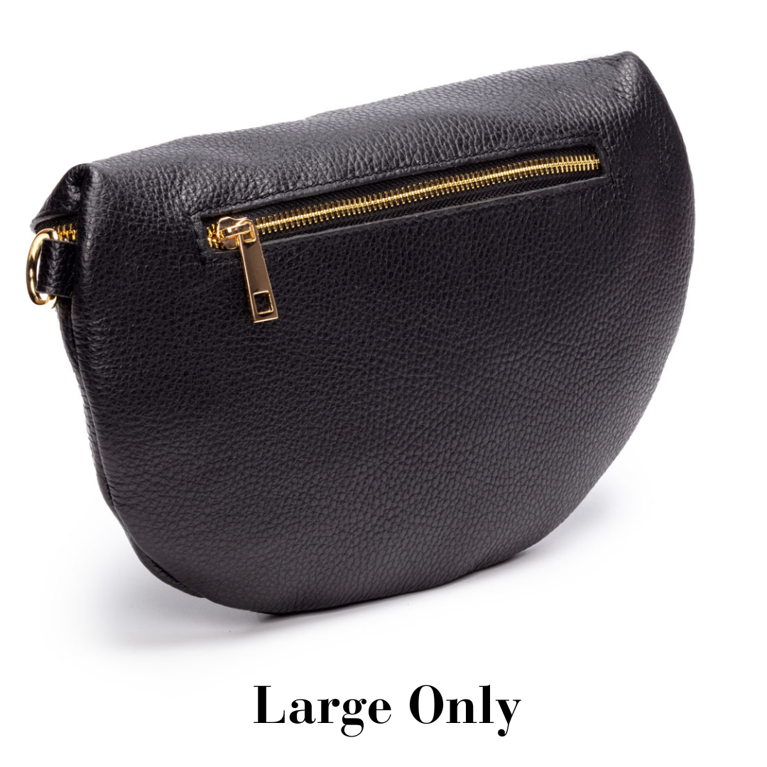 Women's Genuine Leather Sling Crossbody Bag – Chevron Strap Compact