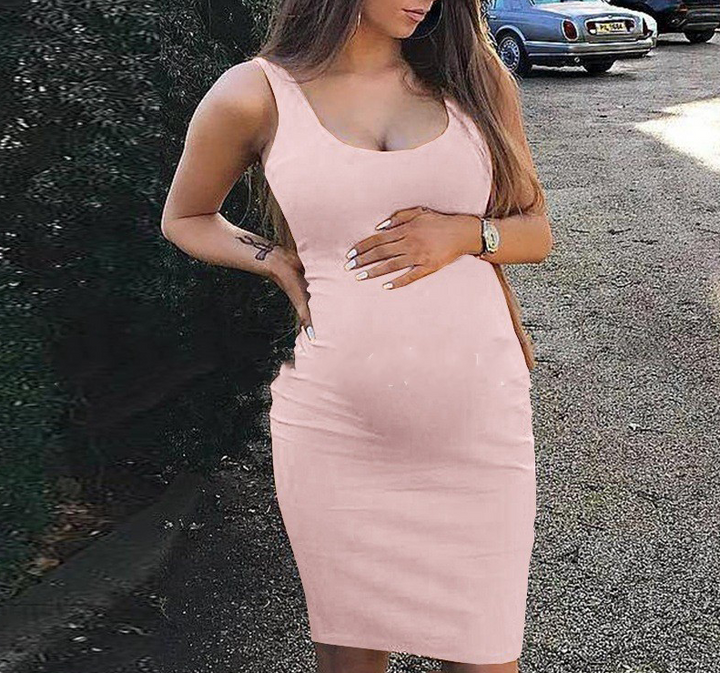 Maternity Maxi Dress – Open Back Cowl Neck Baby Shower Gown