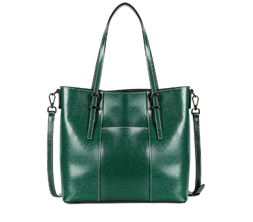 Women's Cowhide Leather Tote Bag – Large Capacity Structured Everyday