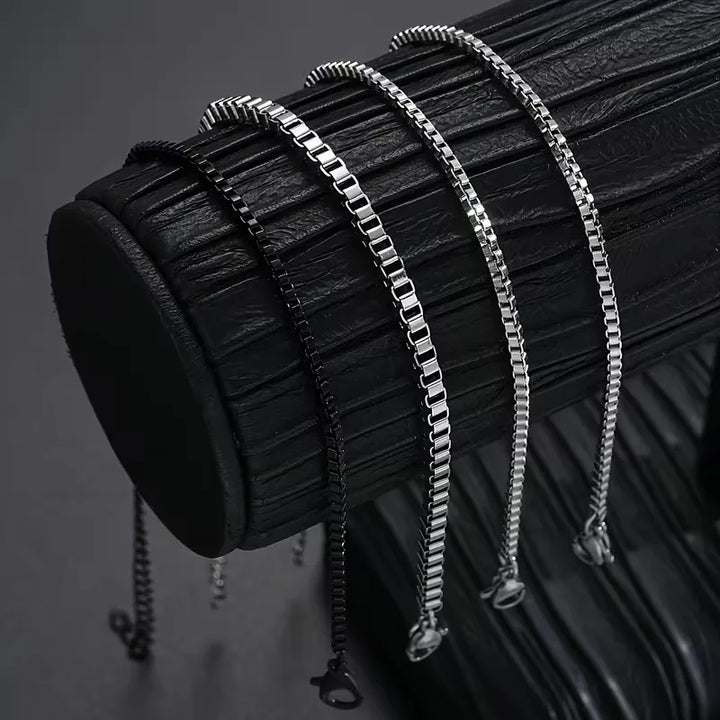 Stainless Steel Bracelet Set – Layered Box Chain Women