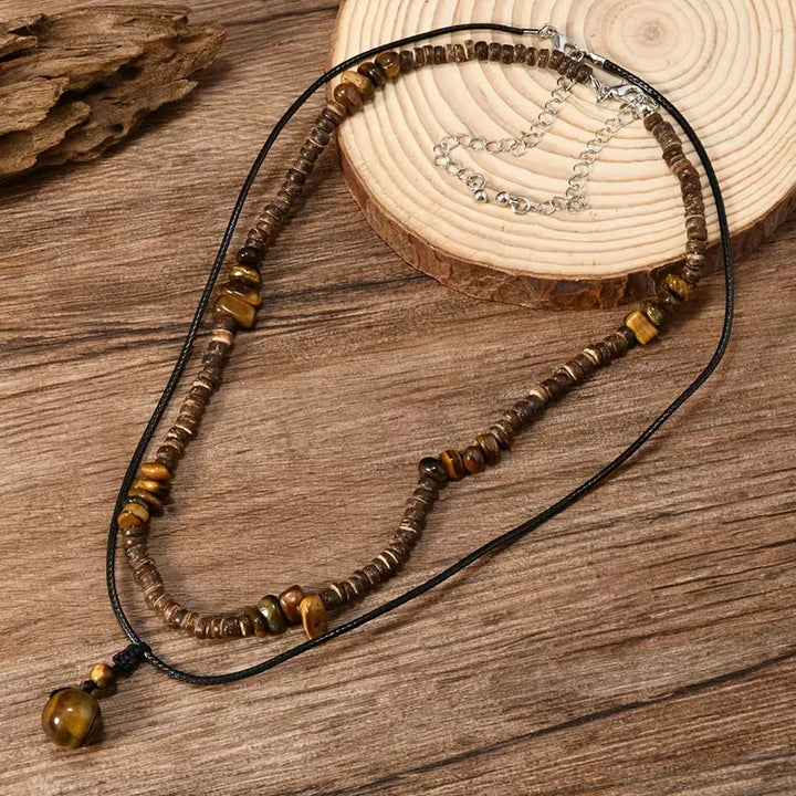 Layered Bead & Cord Necklace Set – Adjustable Two-Piece