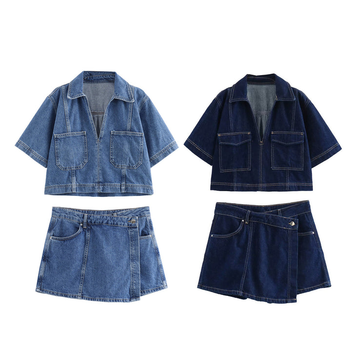 Women's Two Piece Skort Set – Asymmetric Structured Co-Ord
