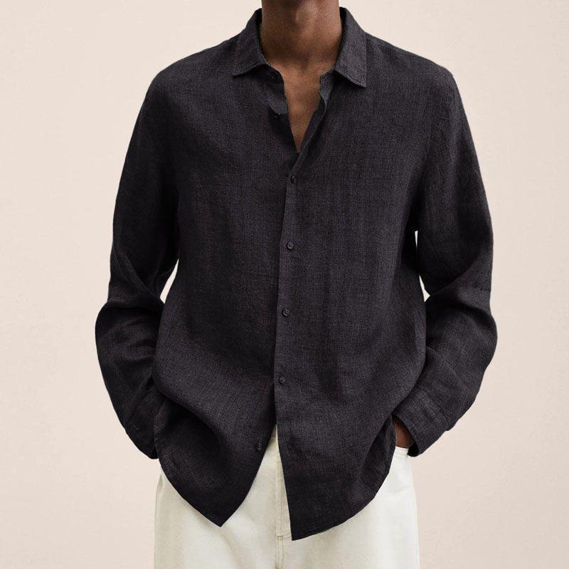 Long Sleeve Button-Up Shirt – Men's Spread Collar Relaxed Fit