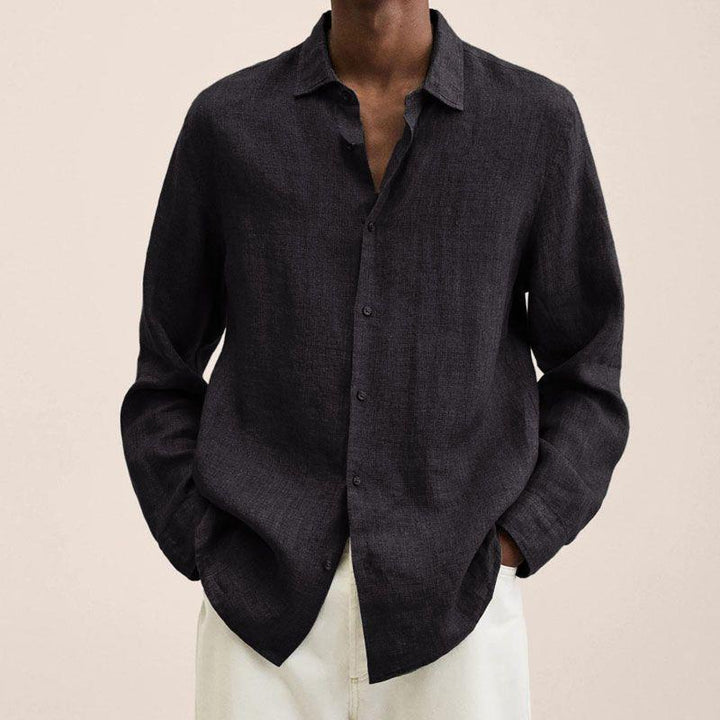 Long Sleeve Button-Up Shirt – Men's Spread Collar Relaxed Fit