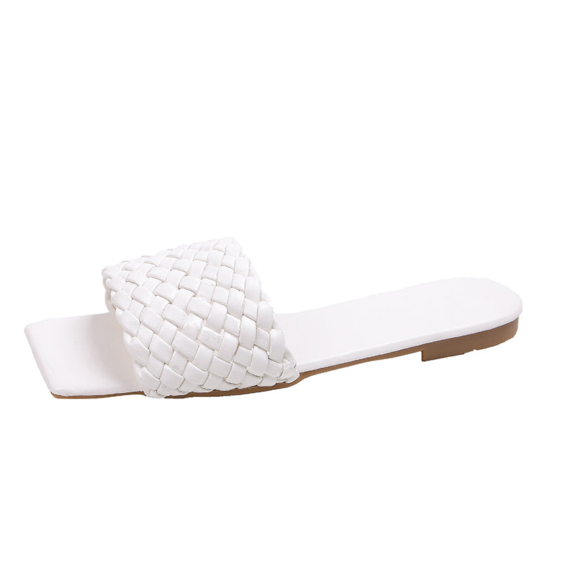 Women's Flat Sandals – Braided Strap & Cushioned Footbed