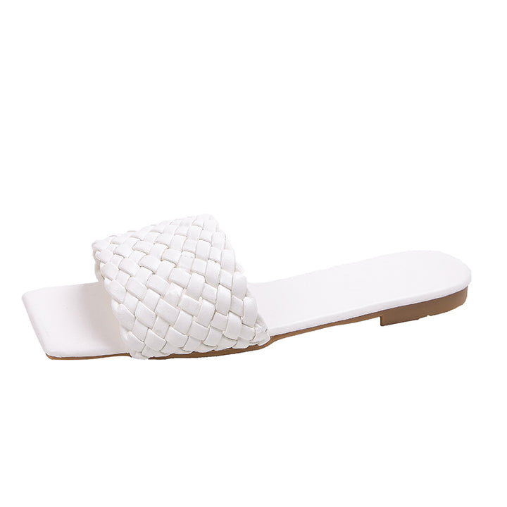 Women's Flat Sandals – Braided Strap & Cushioned Footbed