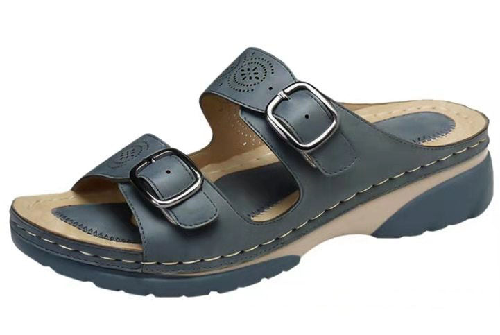 Women's Flat Open-Toe Sandals – Adjustable Buckle Strap