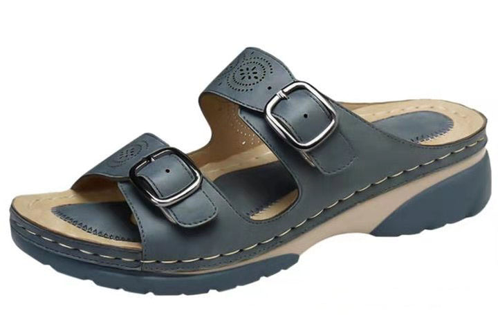 Women's Flat Open-Toe Sandals – Adjustable Buckle Strap