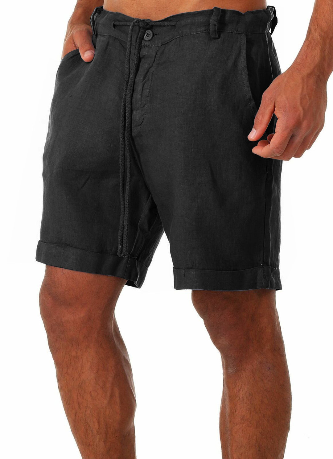 Men's Drawstring Linen Shorts – Relaxed Fit Lightweight Casual Summer