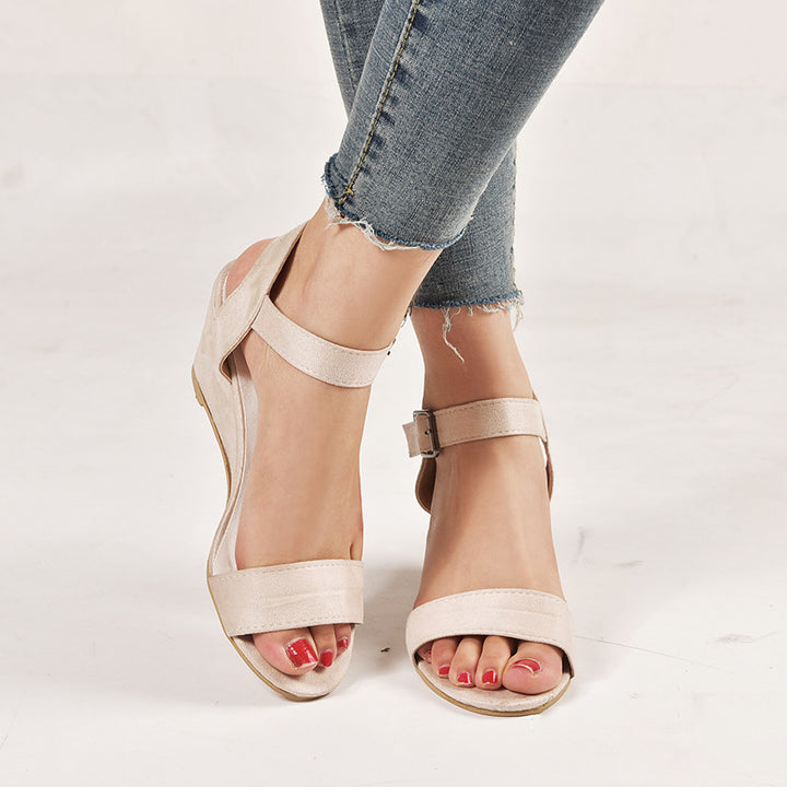 Wedge Sandals for Women – Open-Toe Ankle Strap Buckle Closure