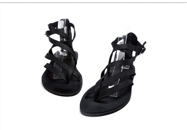 Men's Leather Roman Sandals – Korean Style Strappy Design