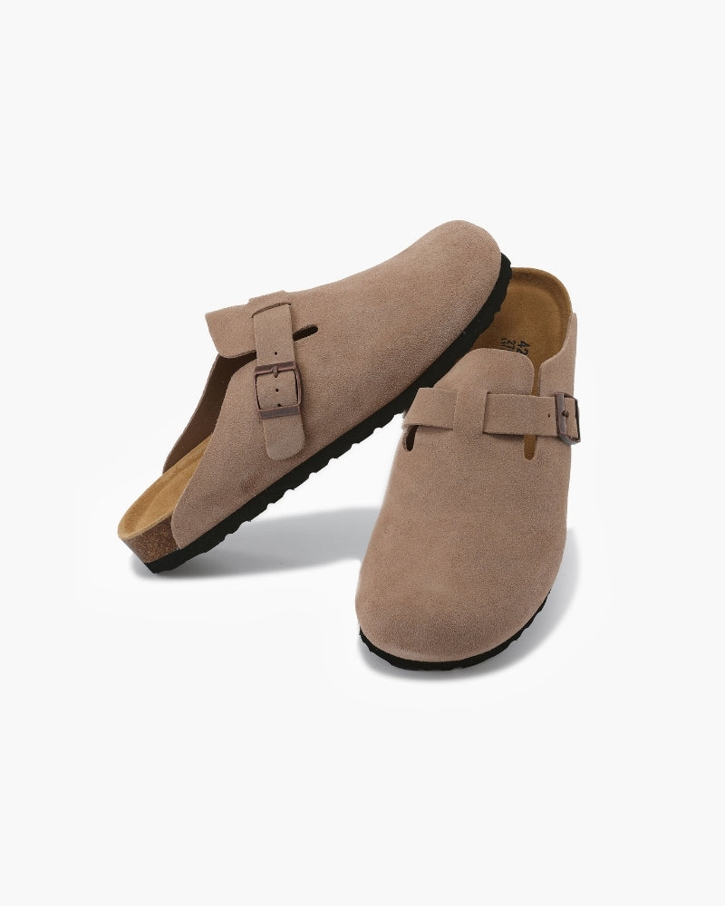 Men's Calf Suede Leather Clogs Slip-On – Comfortable Casual Footwear