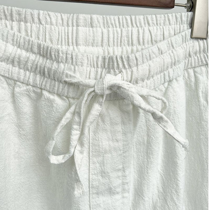 Men's Cotton Linen Casual Trousers – Elasticated Drawstring Relaxed