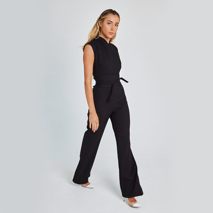 Women's Wide-Leg Jumpsuit – Sleeveless V-Neck, Long Overall Silhouette
