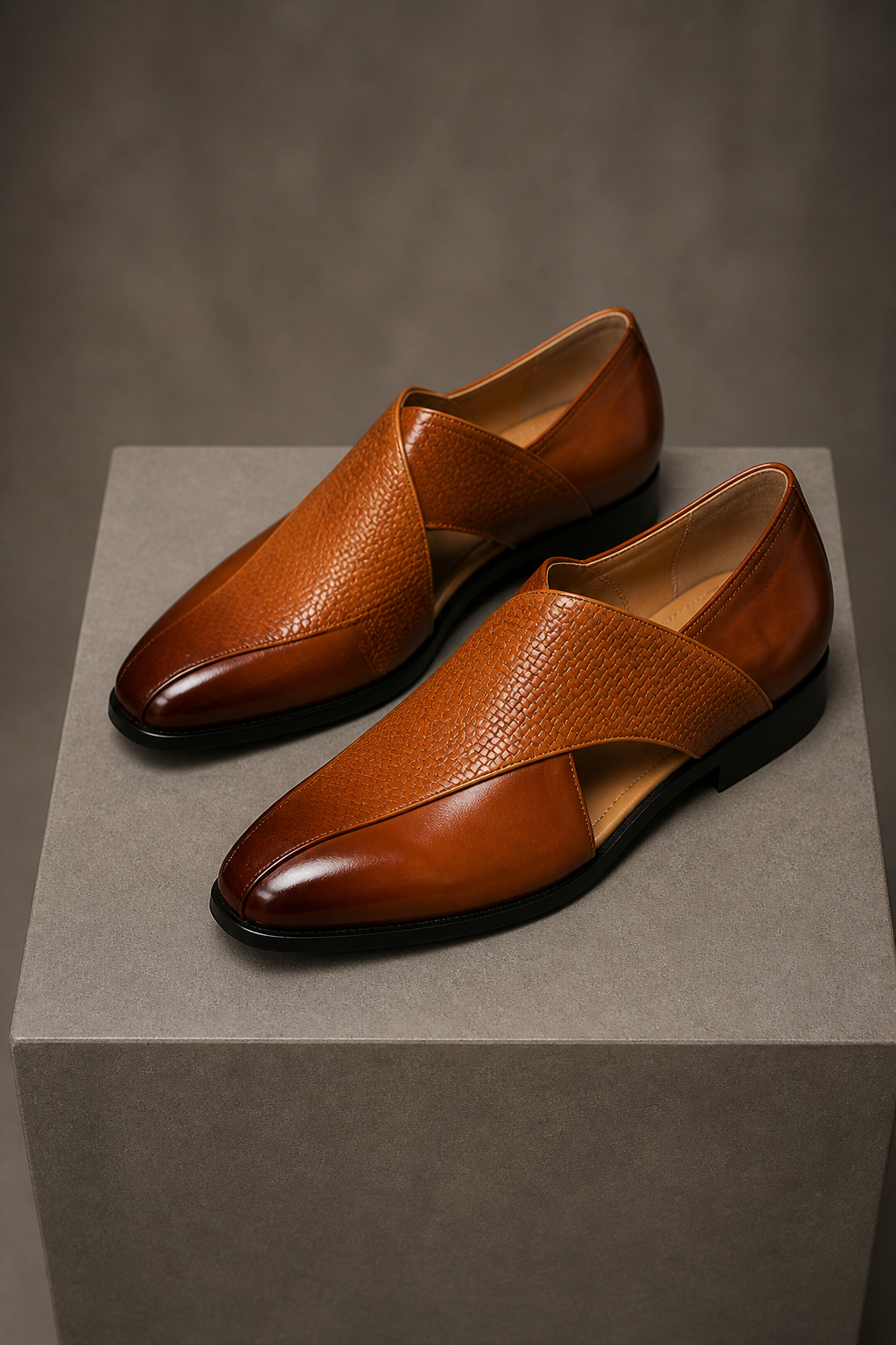 Men's Leather Sandals – Slip-On Fisherman Cross Strap Style