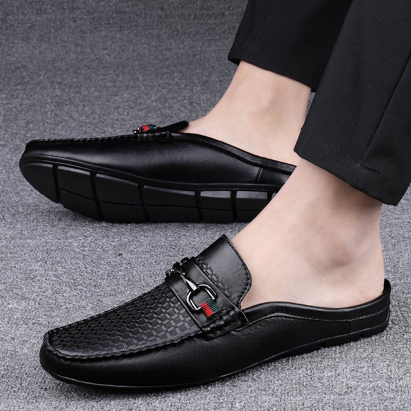 Men's Slip-On Vegan Leather Backless Mule Loafer – Laceless Casual