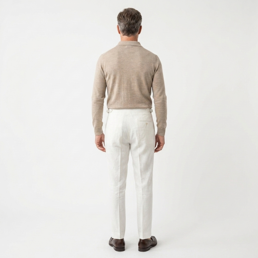 Men's Linen Dress Pants – Double Pleat Formal Fit