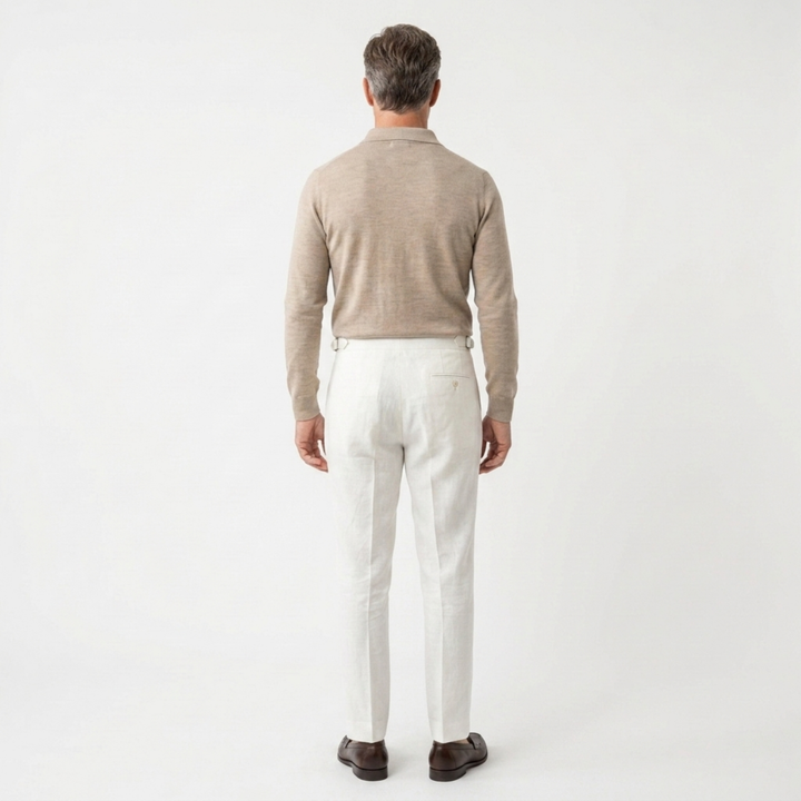Men's Linen Dress Pants – Double Pleat Formal Fit