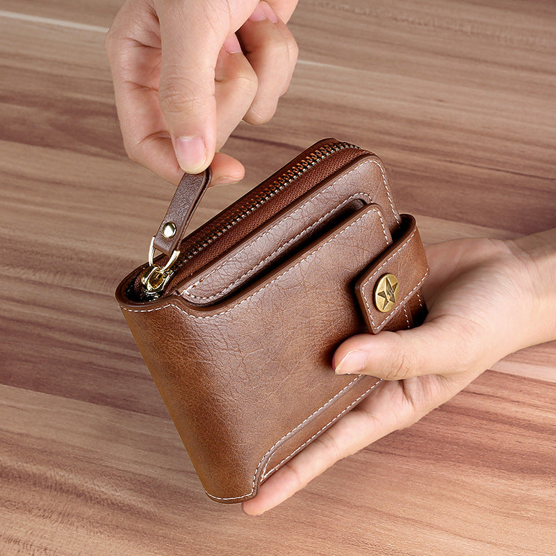 Vegan Leather Wallet & Card Holder – Zip & Snap Closure