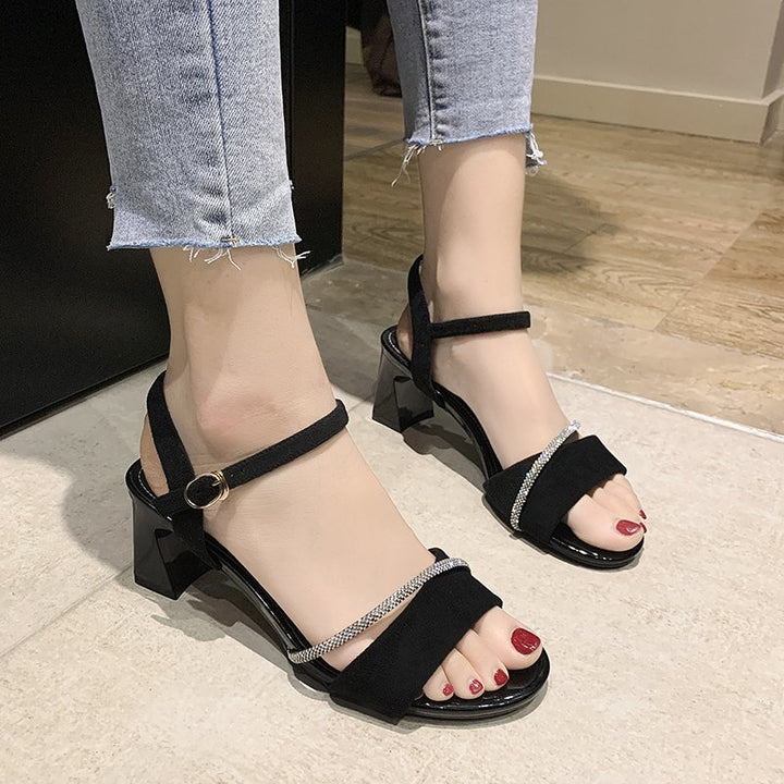 Women's Rhinestone Flat Sandals – Delicate Thin Strap Toe Ring