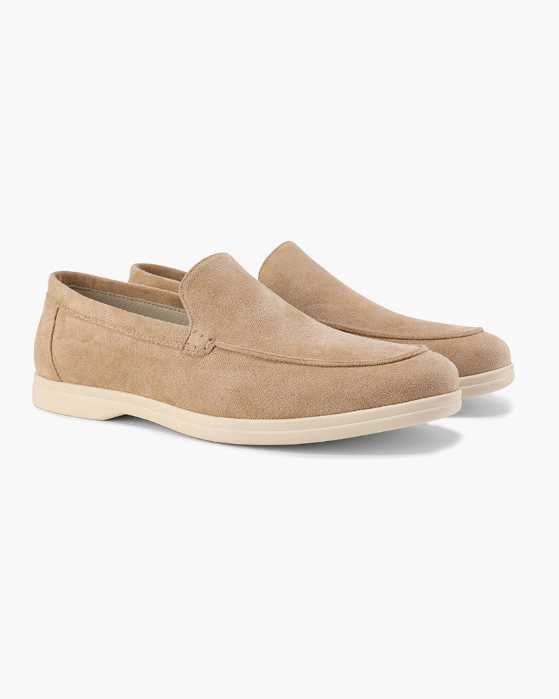 Men's Suede Loafers – Slip-On with Detailed Stitching
