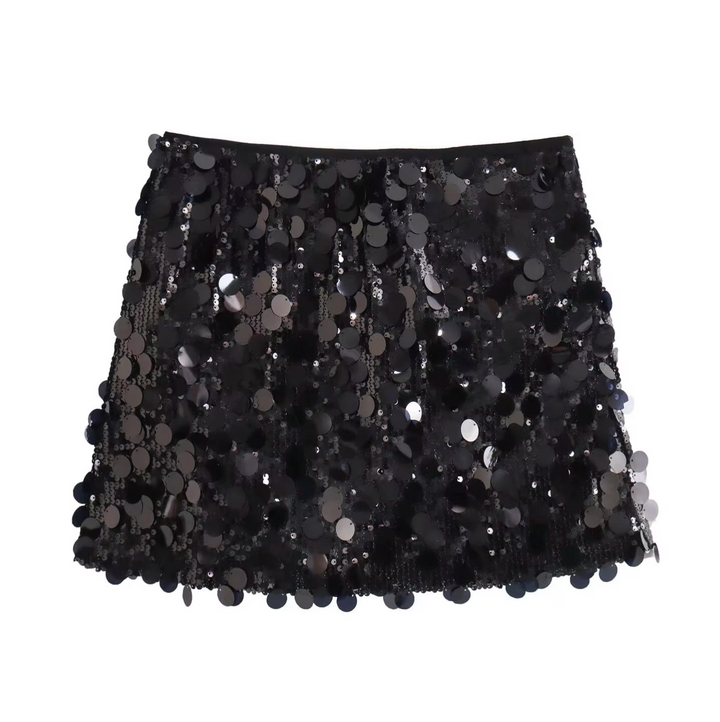 Women's Sequin Mini Skirt All-Over Sparkle Elastic Waist – Party