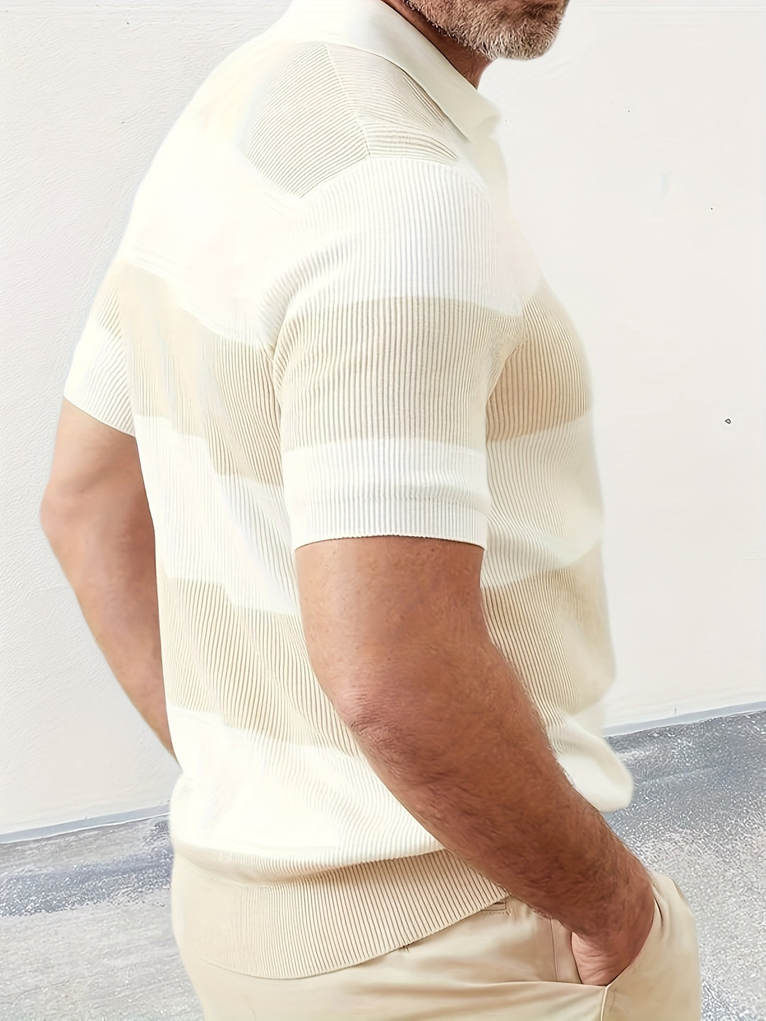 Men's Cotton Lapel Polo Shirt – Short Sleeve, Slim Fit