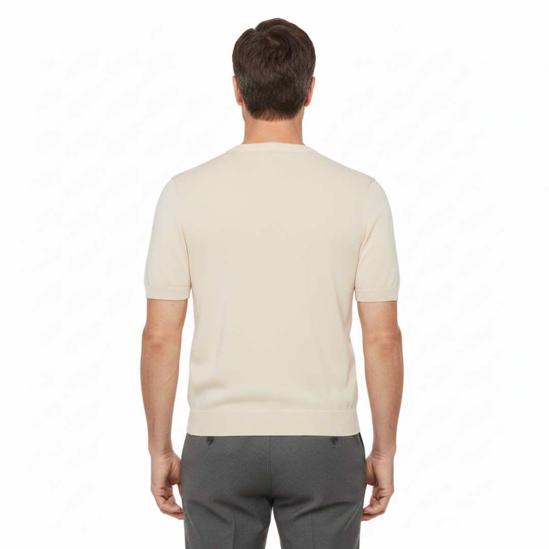 Men's Crew Neck T-Shirt Fine Knit – Relaxed Straight Cut Everyday Tee