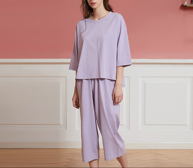 Women's Knit Pajama Set – Casual Long Trouser Two-Piece