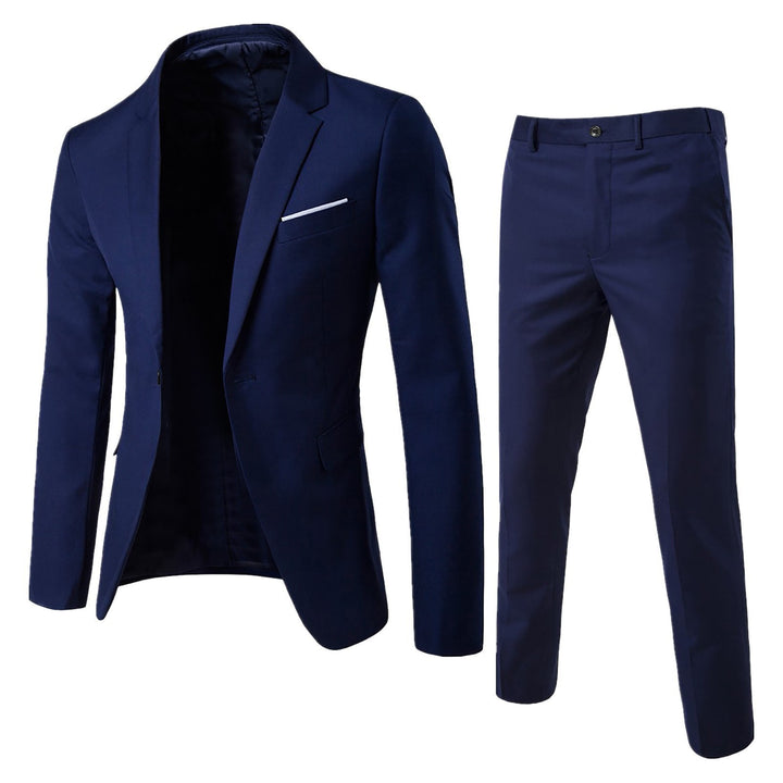 Men's Slim Fit Suit Woven Two-Piece Business Formal – Korean Tailored
