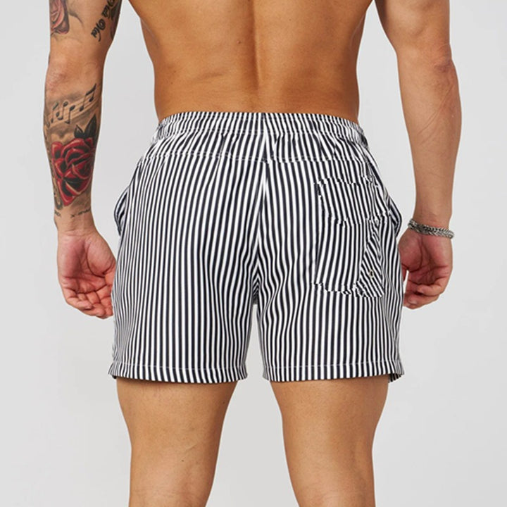 Men's Swim Shorts – Vertical Stripe Quick-Dry Drawstring