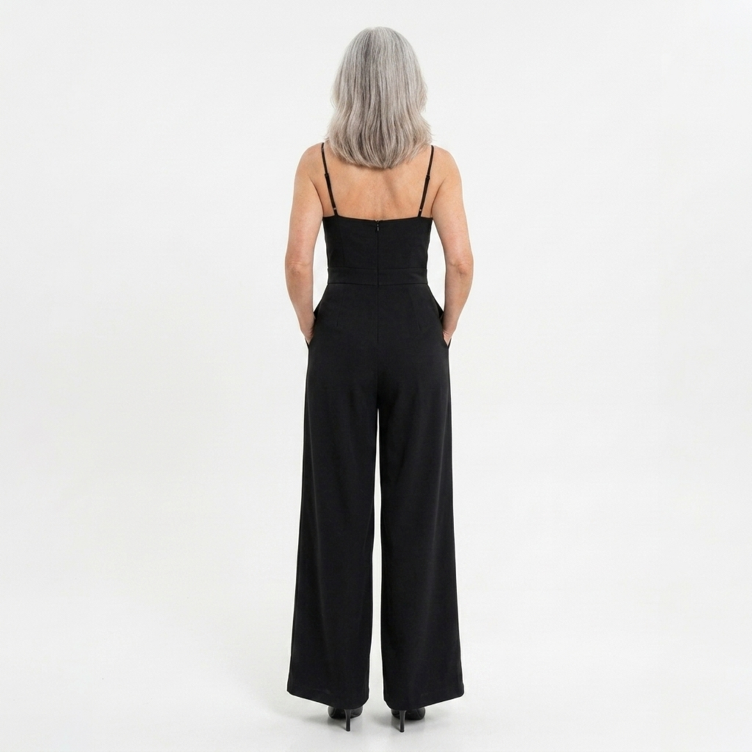 Wide-Leg Jumpsuit Women – High Waist & Sweetheart Neckline