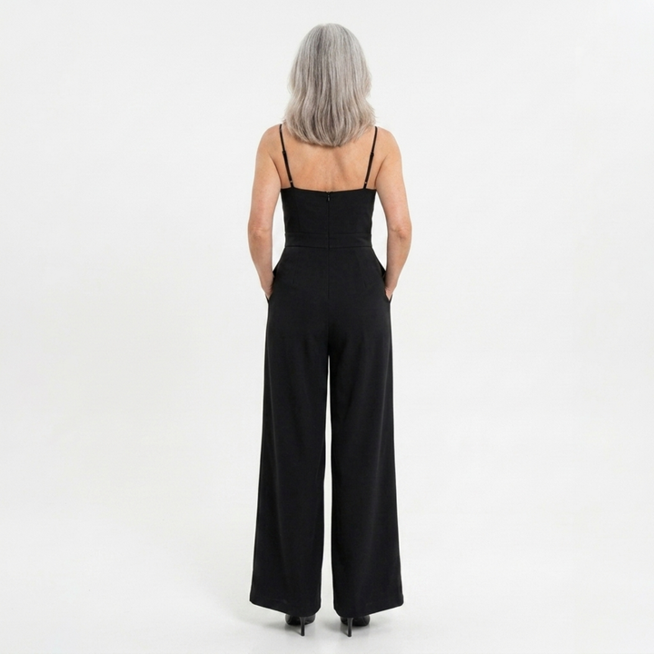 Wide-Leg Jumpsuit Women – High Waist & Sweetheart Neckline