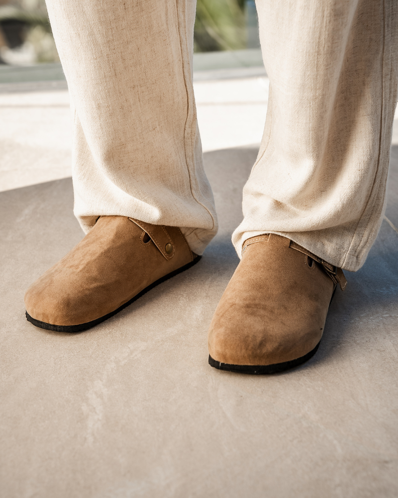 Men's Calf Suede Leather Clogs Slip-On – Comfortable Casual Footwear