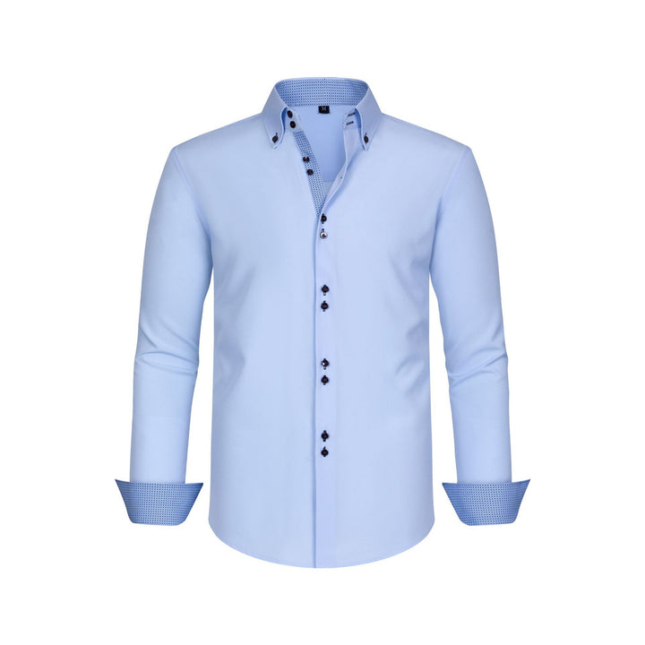 Men's Long Sleeve Dress Shirt Polka Dot – Contrast Collar Cuffs