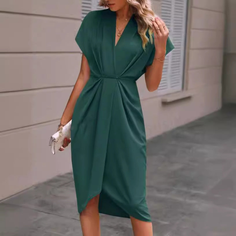 Wrap Midi Dress – Pleated Skirt & Surplice Tie-Waist