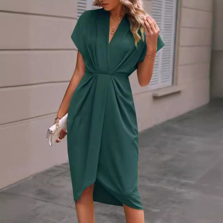 Wrap Midi Dress – Pleated Skirt & Surplice Tie-Waist