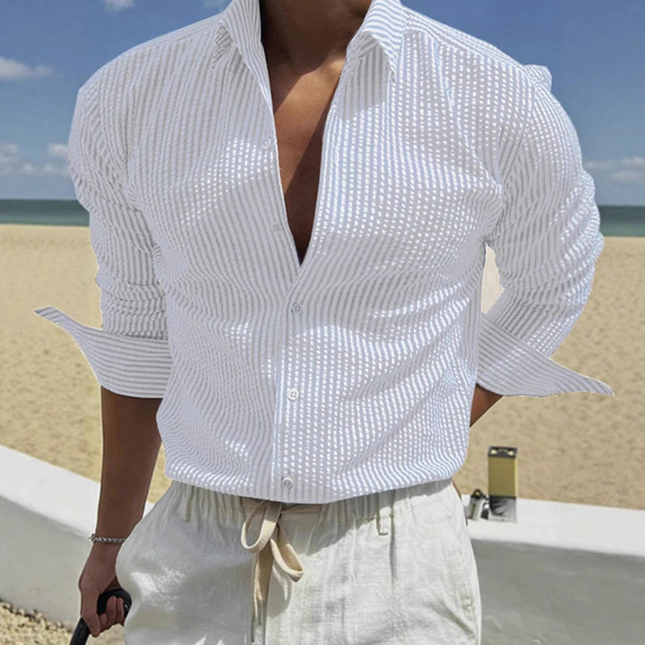 Men's Striped Dress Shirt – Slim Fit Vertical Stripe