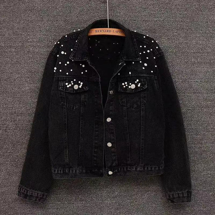 Rhinestone Embellished Women's Denim Jacket – Rivet Detail