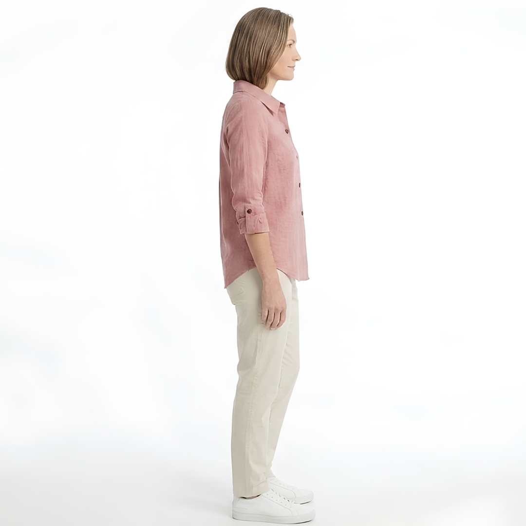 Women's Overshirt Relaxed Fit Shirt Jacket – Contrast Roll-Up Sleeves