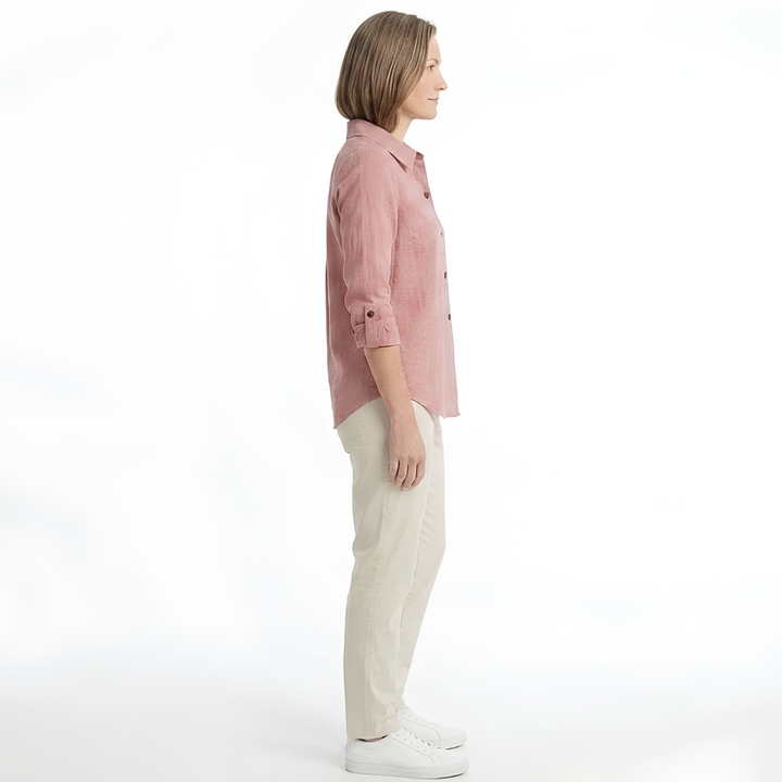 Women's Overshirt Relaxed Fit Shirt Jacket – Contrast Roll-Up Sleeves