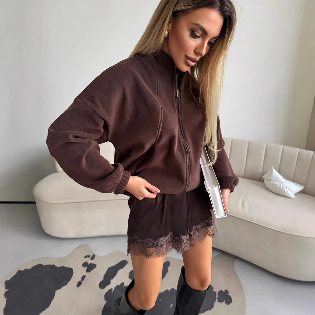 Satin Shorts for Women – Lace Trim & Elastic Waistband
