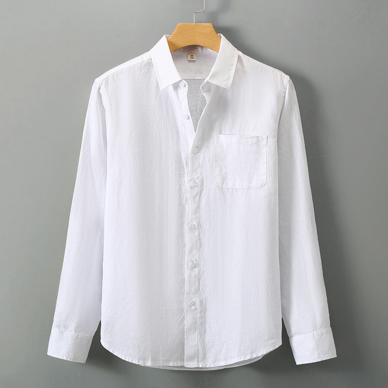 Linen Button-Up Shirt for Men – Relaxed Fit Long Sleeve