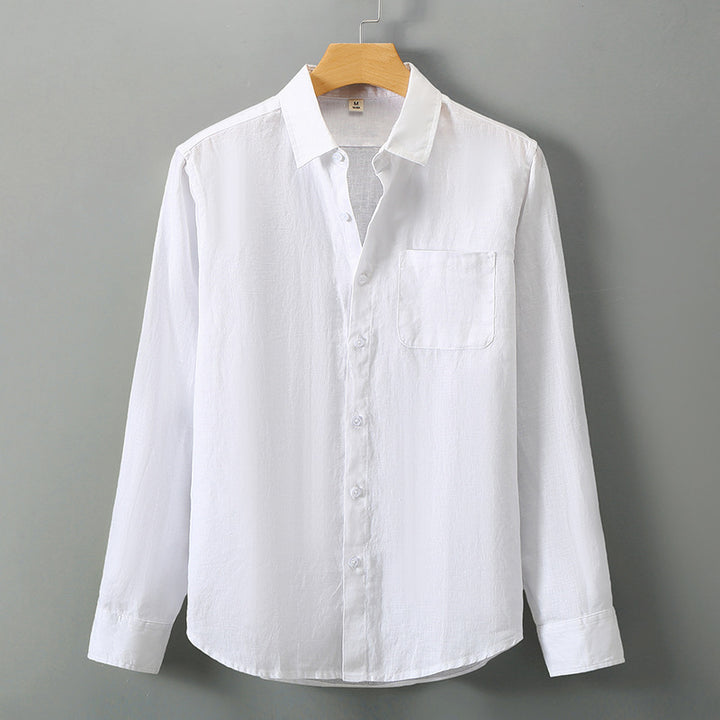 Linen Button-Up Shirt for Men – Relaxed Fit Long Sleeve