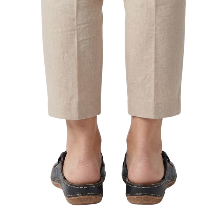 Women's Flat Sandals – Open-Toe Cutout Strap Slip-On Mule