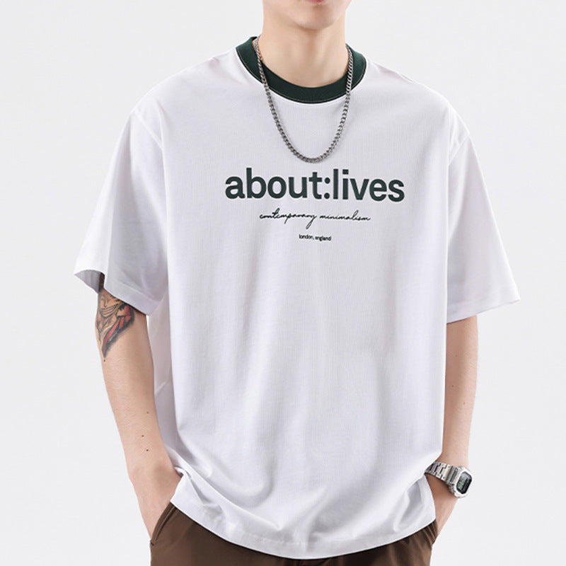 Men's Graphic Tee – Multicolor Round Neck Short Sleeve